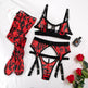 Wild Leopard Print Mesh Hollow Lingerie Stockings Sexy Lingerie Set - EX-STOCK CANADA