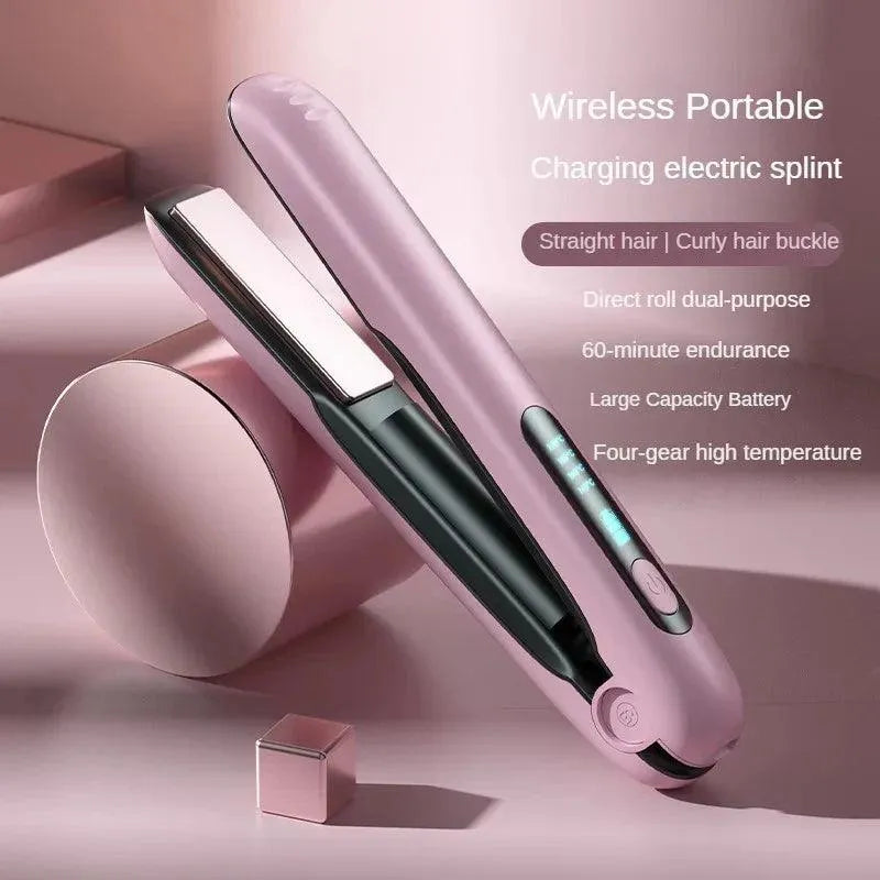 Wireless Hair Straightener Flat Iron Mini 2 IN 1 Roller USB 5000mAh Max 200 Degree Portable Cordless Curler 4 Levels Dry And Wet Uses - EX-STOCK CANADA