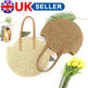 Women Boho Woven Handbag Summer Beach Tote Straw Bag Round Rattan Shoulder - EX-STOCK CANADA