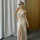 Women Fashion Halter Split Sleeveless Sexy Slim Fit Dress - EX-STOCK CANADA