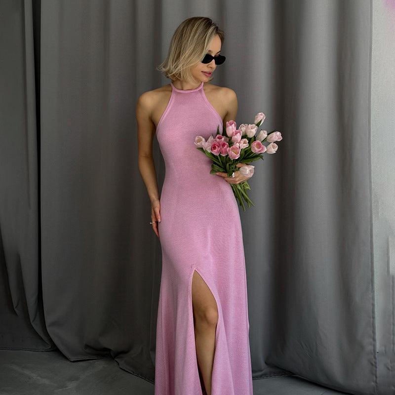 Women Fashion Halter Split Sleeveless Sexy Slim Fit Dress - EX-STOCK CANADA