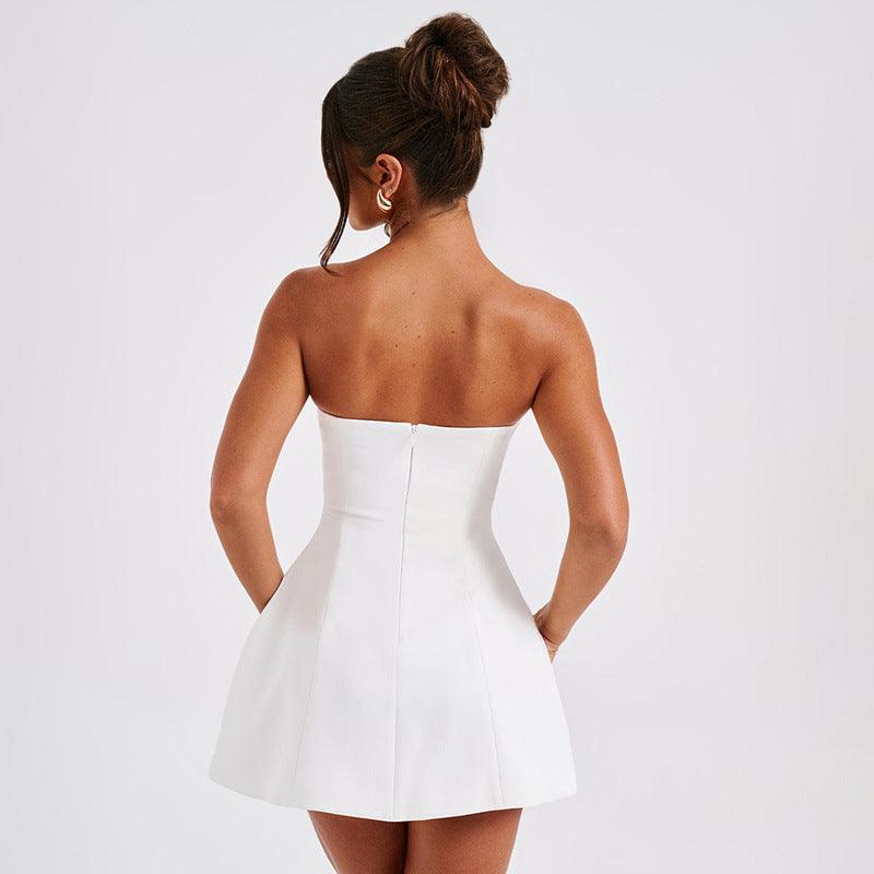 Women Fashion Tube Dress Summer Solid Color Backless Slim Short Party Dress - EX-STOCK CANADA