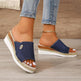 Women Fashionable Denim Canvas Summer Outdoor Hemp High Heel Slippers - EX-STOCK CANADA