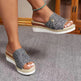 Women Fashionable Denim Canvas Summer Outdoor Hemp High Heel Slippers - EX-STOCK CANADA