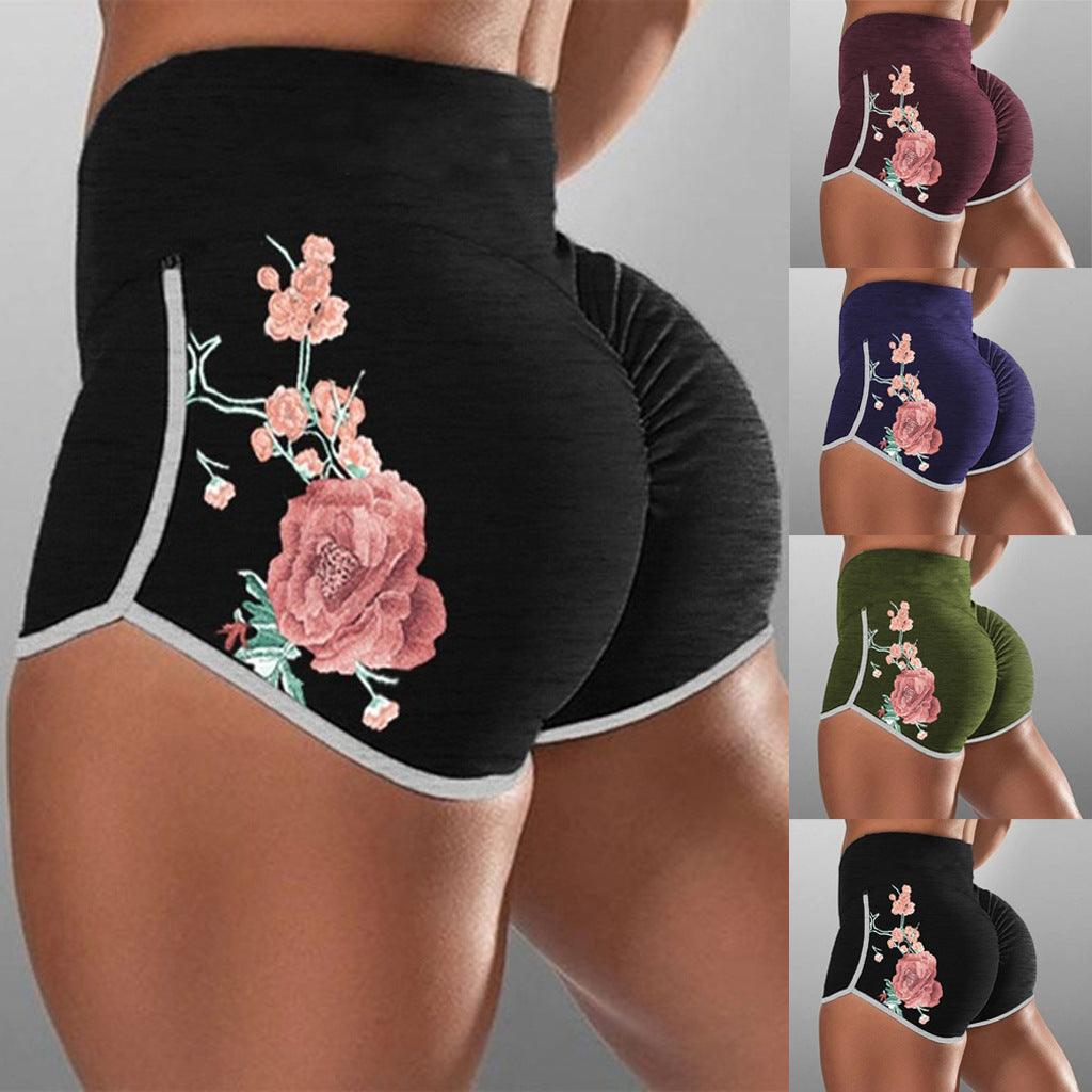 Women Female Push Up Gym Legging Running Floral Workout Shorts Scrunch Booty Gym Comfortable Pants - EX-STOCK CANADA