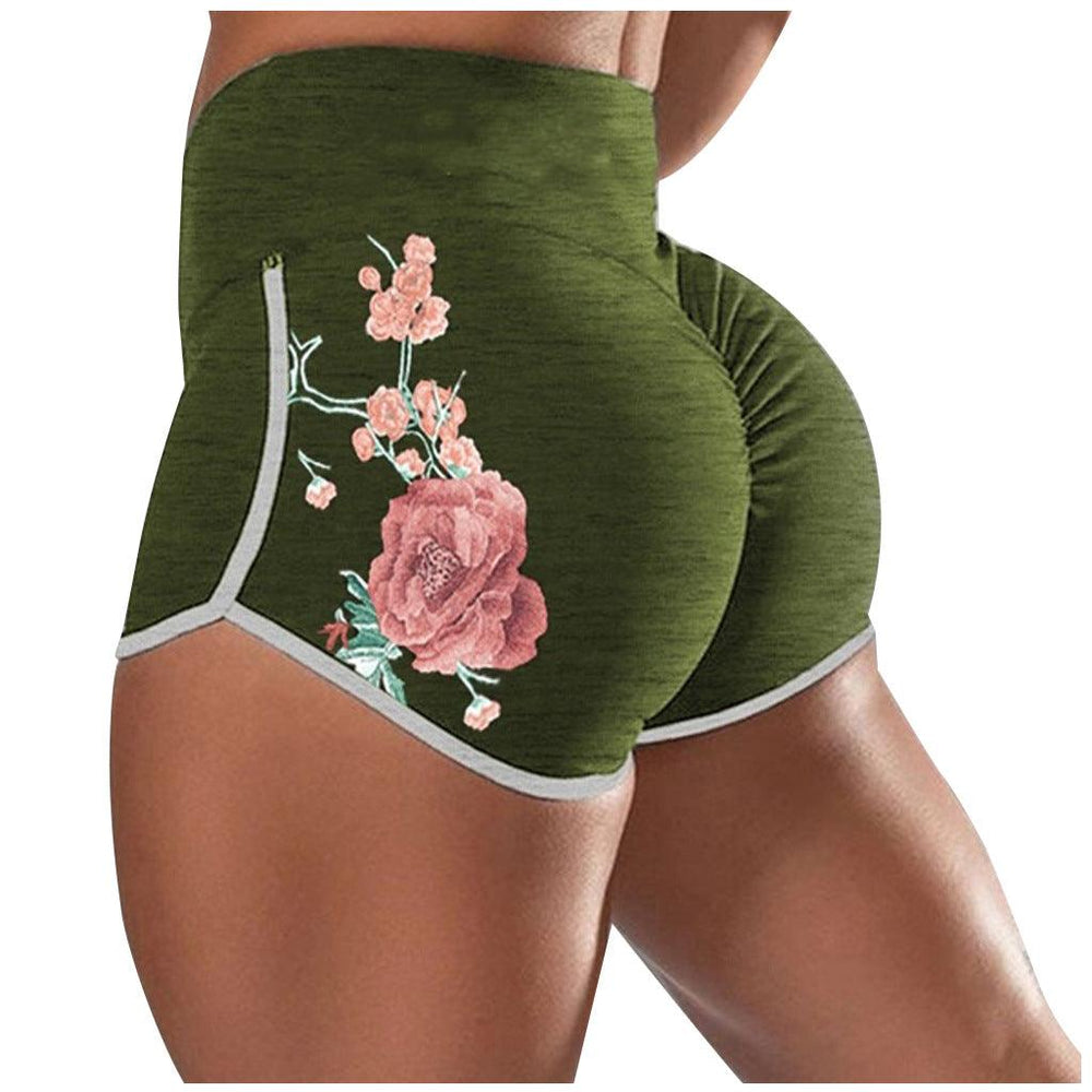 Women Female Push Up Gym Legging Running Floral Workout Shorts Scrunch Booty Gym Comfortable Pants - EX-STOCK CANADA