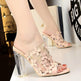 Women High Heels Shoes Transparent Crystal Flower Sandals - EX-STOCK CANADA