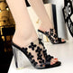 Women High Heels Shoes Transparent Crystal Flower Sandals - EX-STOCK CANADA