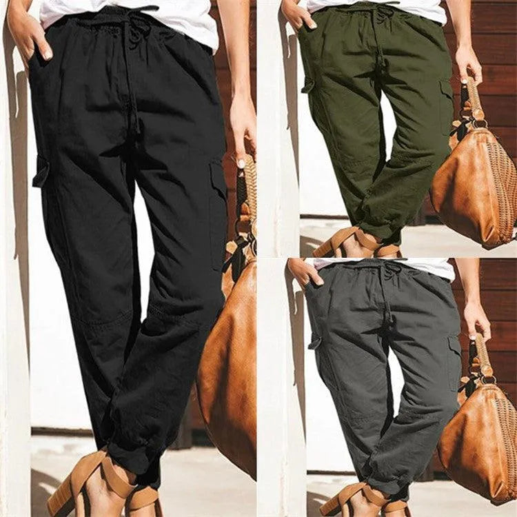 Women Pants Sweatpants Pockets Elastic Waist Jogger Pants Lounge Trousers - EX-STOCK CANADA