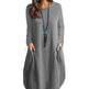 Women's Autumn Cotton And Linen Loose Casual Solid Color Long-sleeved Dress - EX-STOCK CANADA