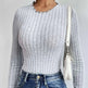 Women's Autumn Fluted Collar Slim fit Long sleeved T-shirt - EX-STOCK CANADA