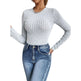 Women's Autumn Fluted Collar Slim fit Long sleeved T-shirt - EX-STOCK CANADA