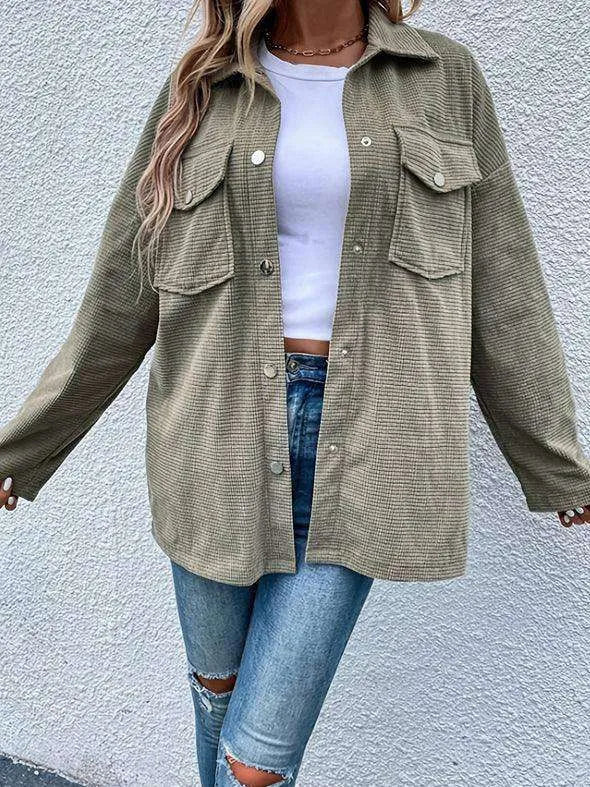 Women's Autumn Loose Solid Color Retro Lapel Jacket Coat - EX-STOCK CANADA