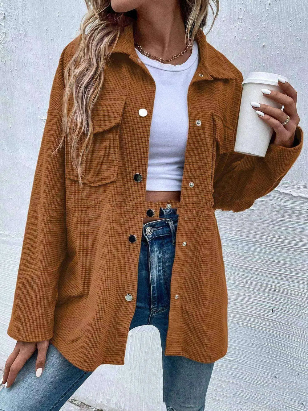 Women's Autumn Loose Solid Color Retro Lapel Jacket Coat - EX-STOCK CANADA