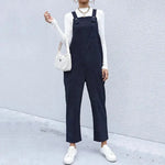 Women's Autumn Warm Corduroy Loose Solid Color Suspender Pants - EX-STOCK CANADA