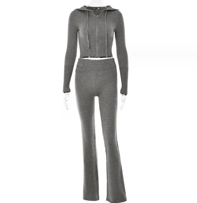 Women's Comfortable Hoodie Leisure Sexy Long Sleeve Sweater And High Waist Long Pants Suit - EX-STOCK CANADA