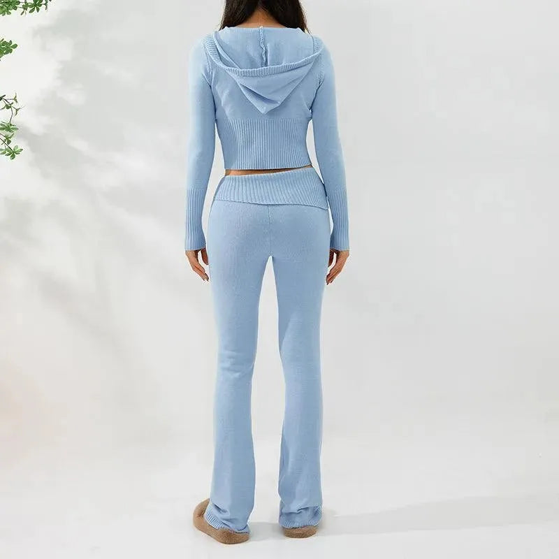 Women's Comfortable Hoodie Leisure Sexy Long Sleeve Sweater And High Waist Long Pants Suit - EX-STOCK CANADA