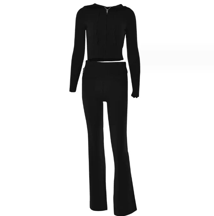 Women's Comfortable Hoodie Leisure Sexy Long Sleeve Sweater And High Waist Long Pants Suit - EX-STOCK CANADA