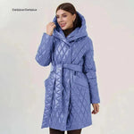 Women's Cotton-padded Jacket Slim-fit Lace Up Lapel Long-sleeved Coat - EX-STOCK CANADA