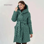 Women's Cotton-padded Jacket Slim-fit Lace Up Lapel Long-sleeved Coat - EX-STOCK CANADA