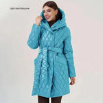 Women's Cotton-padded Jacket Slim-fit Lace Up Lapel Long-sleeved Coat - EX-STOCK CANADA