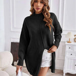 Women's Fashion Casual Pure Color Half Collar Pullover Knitwear Dress - EX-STOCK CANADA