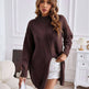 Women's Fashion Casual Pure Color Half Collar Pullover Knitwear Dress - EX-STOCK CANADA