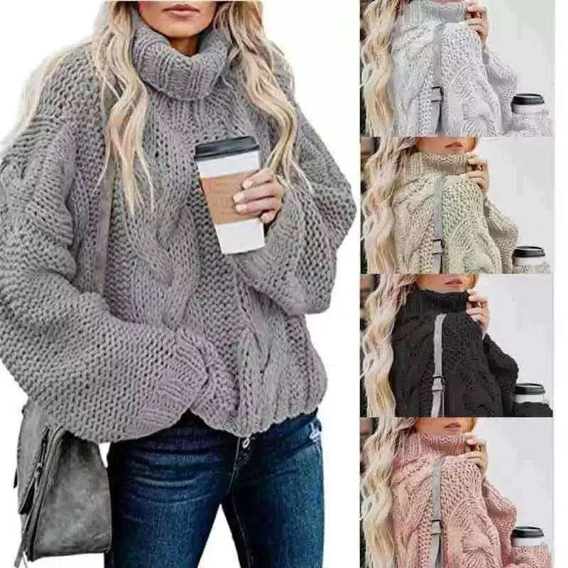 Women's Fashion Casual Turtleneck Pullover Loose-fitting Long Sleeves Sweater - EX-STOCK CANADA