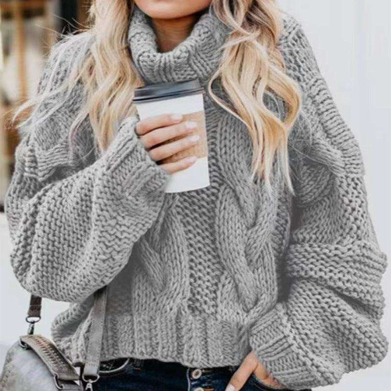 Women's Fashion Casual Turtleneck Pullover Loose-fitting Long Sleeves Sweater - EX-STOCK CANADA