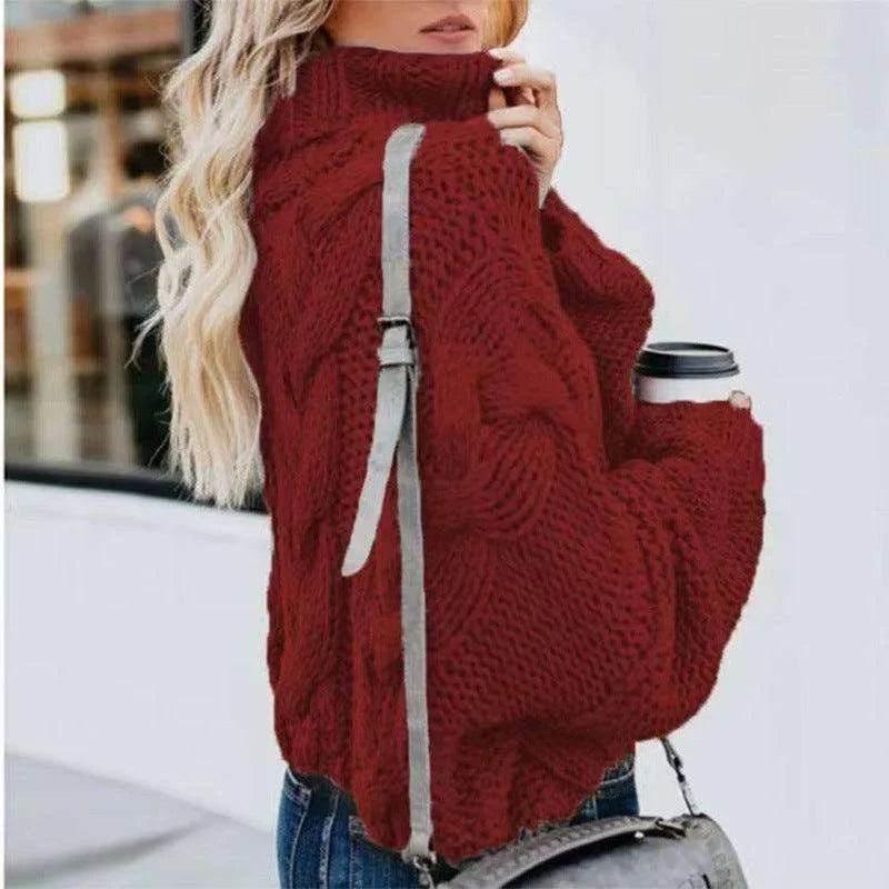 Women's Fashion Casual Turtleneck Pullover Loose-fitting Long Sleeves Sweater - EX-STOCK CANADA