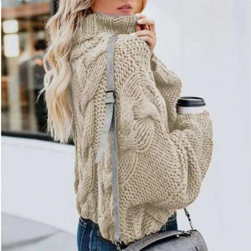 Women's Fashion Casual Turtleneck Pullover Loose-fitting Long Sleeves Sweater - EX-STOCK CANADA