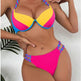 Women's Fashion Temperament Color Matching Triangle High Waist Bikini Swimsuit Two-piece - EX-STOCK CANADA