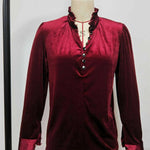 Women's Fashion V-neck Pleuche Long Sleeve Shirt Top - EX-STOCK CANADA