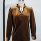 Women's Fashion V-neck Pleuche Long Sleeve Shirt Top - EX-STOCK CANADA