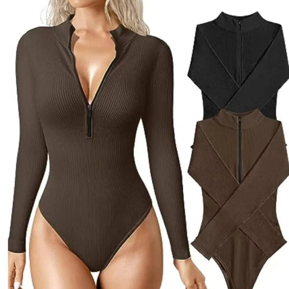 Women's Fashionable Long Sleeve Jumpsuit Seamless Slimming Shapewear Romper - EX-STOCK CANADA