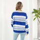 Women's Fashionable Loose Striped V-neck Long-sleeved Sweater - EX-STOCK CANADA