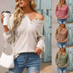 Women's Fashionable Round Neck Waffle Knitted Pullover - EX-STOCK CANADA