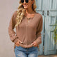 Women's Fashionable Round Neck Waffle Knitted Pullover - EX-STOCK CANADA