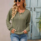 Women's Fashionable Round Neck Waffle Knitted Pullover - EX-STOCK CANADA