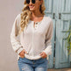 Women's Fashionable Round Neck Waffle Knitted Pullover - EX-STOCK CANADA