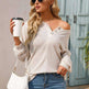 Women's Fashionable Round Neck Waffle Knitted Pullover - EX-STOCK CANADA