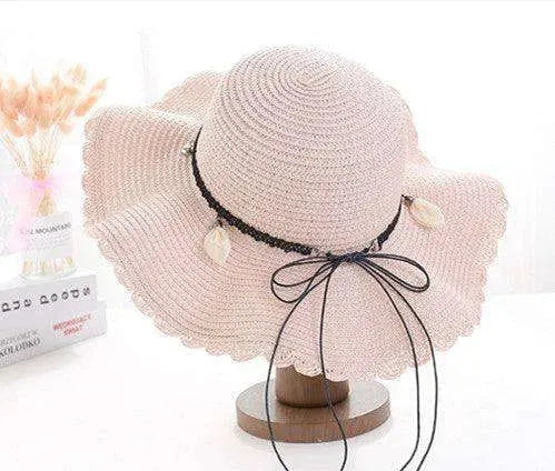 Women's Han Korean Edition Big Beach Wavy With Leather Rope Weaving Hat - EX-STOCK CANADA