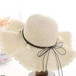 Women's Han Korean Edition Big Beach Wavy With Leather Rope Weaving Hat - EX-STOCK CANADA