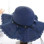 Women's Han Korean Edition Big Beach Wavy With Leather Rope Weaving Hat - EX-STOCK CANADA