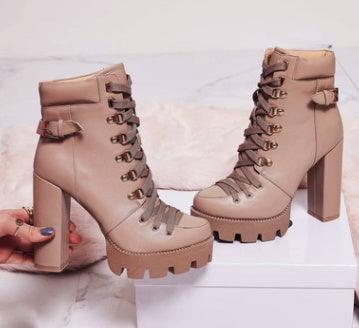 Women's High Heel Mid-heel Boots Thick Heel Women's Boots - EX-STOCK CANADA