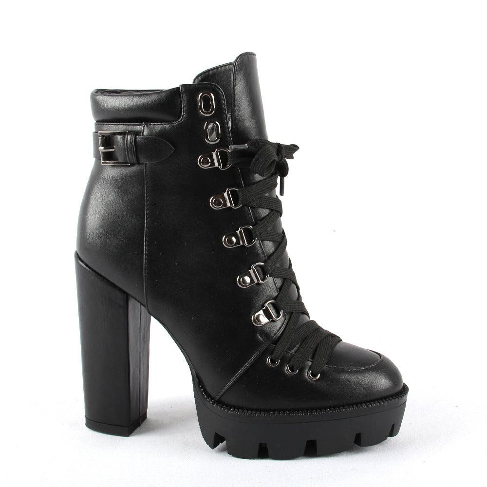 Women's High Heel Mid-heel Boots Thick Heel Women's Boots - EX-STOCK CANADA