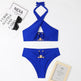 Women's High-Waist Briefs Swimsuit with Fashionable Split and Cross-Halterneck - EX-STOCK CANADA