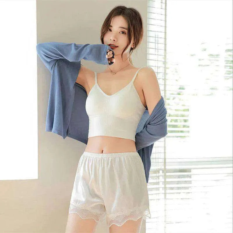 Women's Ice Silk Seamless Outer Wear Lace Loose Shorts - EX-STOCK CANADA