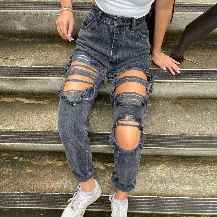 Women's jeans ripped holes are thinner women's jeans - EX-STOCK CANADA