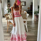 Women's Lace Up Printed Elastic Long Dress - EX-STOCK CANADA